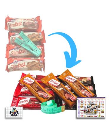 AETN Creations Slim Fast Meal Replacement Diet Snack Bars Ultimate Variety Box 24 Bars Each less than 100 Calories with the AETN waist tape measure