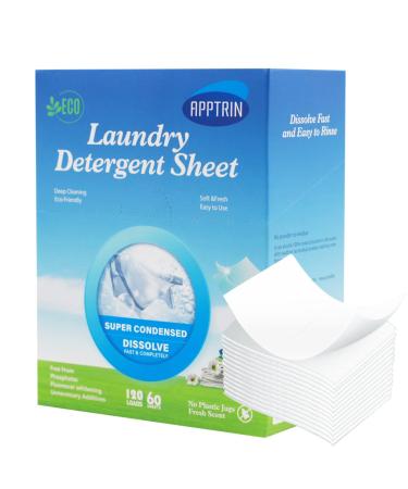 BomnKa Laundry Detergent Sheets 60 Sheets/120 Loads Eco-friendly Deep Clean Washing Detergents Ocean Fresh Fragrance Concentrated Sustainable Sheets for Washing Clothes