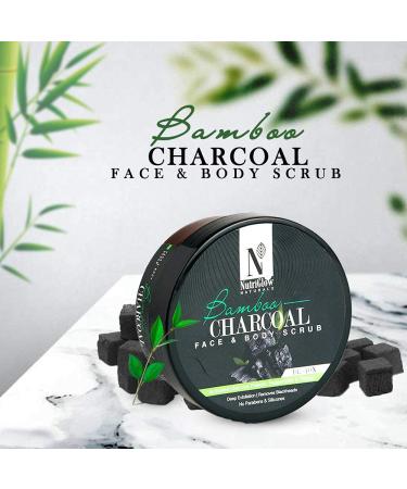 NutriGlow Natural Bamboo Charcoal Scrub | Exfoliating & Nourishing Face & Body | Blackheads Dead Skin De-tan & Acne Removal | All Skin Types - 7.05 Oz - Buy Online on GoSupps.com