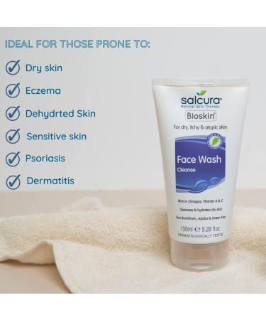 Salcura Bioskin Face Wash - Gentle Cleanser for Dry, Itchy & Sensitive Skin 150ml - Buy Online on GoSupps.com