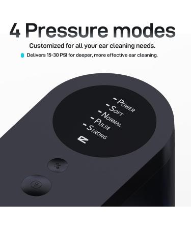 Electric Ear Wax Removal Kit Ear Irrigation Flushing System with Dual Large Water Tank 4 Pressure Mode 2 Tips Safe Water Ear Cleaner Effective Ear Flushing Kit for Adults Waterproof IPX6 Black - Buy Online on GoSupps.com