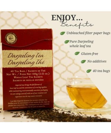 CJay Imperial Darjeeling Tea | Whole Leaf tea bags | 40 tea bags | Eco-conscious packaging | Non GMO Gluten Free | High Grown in the Himalayas of India | Resealable Pouch 40 Whole leaf Tea bags Darjeeling Tea - Buy Online on GoSupps.com