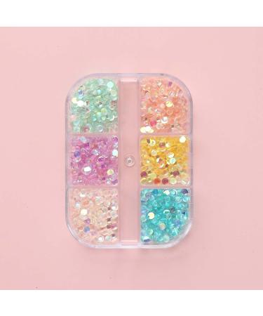 Frosted Aurora Imitation Pearl Mermaid Bubble Beads - 2022 New Candy Color Glass Beads for Nail Art DIY - 3mm Semi-Circular Flat Bottom Beads - 6-Grid Box - Buy Online on GoSupps.com