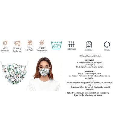eBoutik Reusable Flower Print Face Mask with Filter Slot - Spring Flourish Design | Washable at 60 Degrees - Social Distancing Cover - Buy Online on GoSupps.com