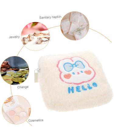 Healeved 2-Pack Women's Bandage Storage Bag - Stylish Organizer for Tampons & Outdoor Pads - White Plush Zipper Pouch (13x13cm) - Buy Online on GoSupps.com