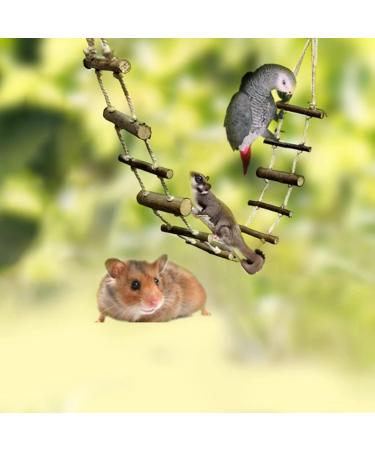 Fdit Bird Ladder Toy Hamster Stairs Wooden Flexible Suspension Bridge Climbing Swing for Parrot Budgie Parakeet Cockatiel African Grey Hamster Squirrel - Buy Online on GoSupps.com