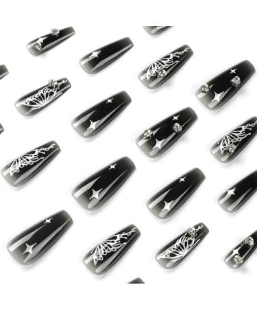 AJTUTUS Butterfly False s Tips Detachable Press On s Full Cover False s French Tip False s Manicures Supplies - Buy Online on GoSupps.com