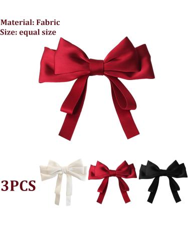 Hair Bows for Women 3PCS French Bow Hair Clips with Ribbon Large Cute Bow Clips for Women Soft Satin Silky Bow Barrette for Teen GirlsBarrettes - Buy Online on GoSupps.com