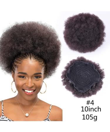 10-Inch High Puff Afro Curly Wig Ponytail | Drawstring & Clip-in Synthetic Kinky Hair Bun - Color 4 - Buy Online on GoSupps.com