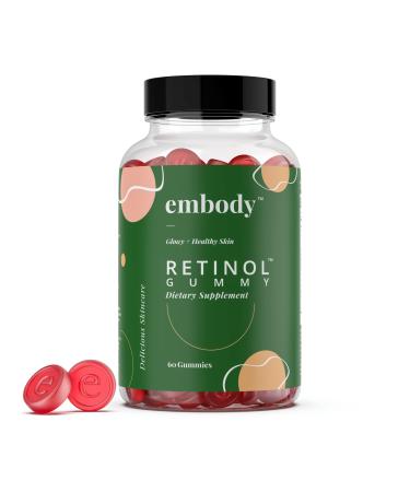 Embody Multivitamin Retinol Gummy - 60 Count, Strawberry Flavor - Vitamin A Supplement for Anti-Aging, Acne, and Clear Skin - Glowing and Youthful Hair, Skin and Nails - Biotin, Vitamin C, B12, Zinc