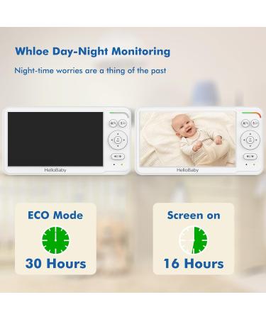 HelloBaby Portable Baby Monitor with Camera and Audio 6'' World First IPS Screen Baby Camera Monitor No WiFi 30-Hrs Battery ECO VOX 2 Way Talk With Night Vision Up To 1000ft Video - Buy Online on GoSupps.com