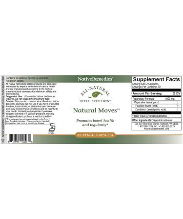 Native Remedies Natural Moves - Herbal Supplement for Bowel Health & Regularity - 60 Veggie Caps - Buy Online on GoSupps.com