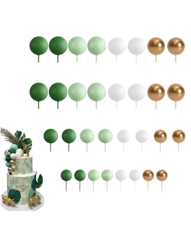 32PCS Gold Balls for Cakes Gold Cake Decorations Beautify Cake for Birthday Party Wedding Baby Shower Graduation Celebrations Gold Cake Balls Decorations for Christmas Party Anniversary