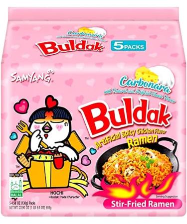 Samyang Hot Chicken Carbo Flavour Buldak Ramen Noodles Carbonara 130g Pack of 5 - Buy Online on GoSupps.com