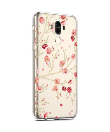 Compatible with Huawei Mate 9 case transparent TPU silicone cell phone shell protective cover with cute pattern ultra thin silicone tpu bumper recovery case cover for huawei mate 9 pink flowers