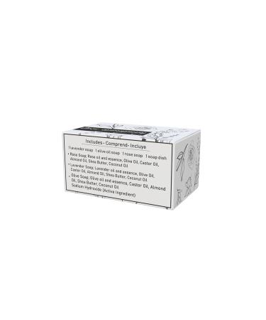 All Natural Handmade Soap Bars Set with Wooden Dish - Rose Lavender & Olive Oil - Eco-Friendly Luxury - Made in Europe - Buy Online on GoSupps.com