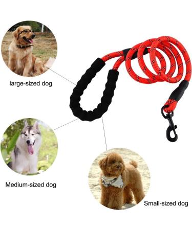 5ft Strong Dog Leash with Padded Handle | Safe Night Training Line for All Dog Sizes | Durable Reflex Seams - Red - Buy Online on GoSupps.com
