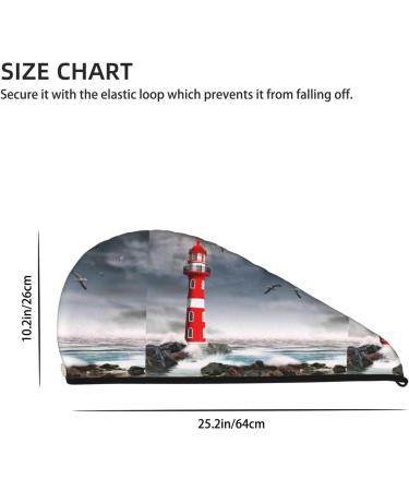 Hair Towel Wrap - Fast Drying Button Closure Turban for Quick Hair Drying - 3D Lighthouse Design - Buy Online on GoSupps.com