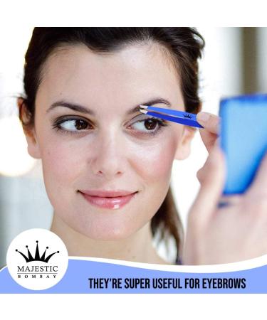 Majestic Bombay Slant Tweezers | Precision Surgical Tweezers for Ingrown Hair & Splinter Removal | Ideal for Facial & Eyebrow Grooming | Best Tweezers for Chin Hair & Plucking - Women & Men - Buy Online on GoSupps.com