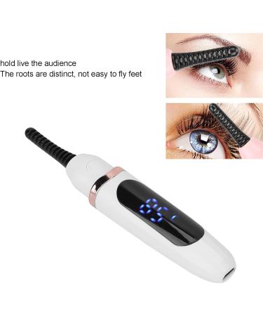 Heated Eyelash Curler USB Rechargeable Electric Heating Eyelash Curler 2 Temperature Eyelash Curler with Built-in Comb Fast Heating for Women (White) - Buy Online on GoSupps.com