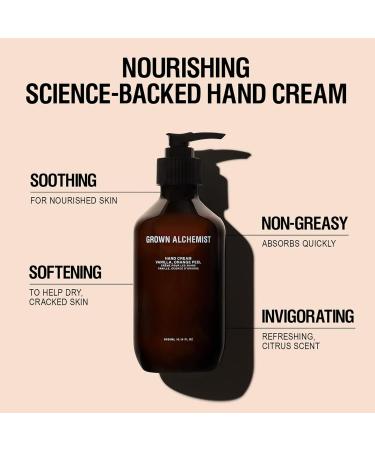 Grown Alchemist Hand Cream: Vanilla Orange Zest - Soothes and Softens Dry and Dehydrated Hands - Precious Oils to Hydrate and Rejuvenate - 300ml - Buy Online on GoSupps.com