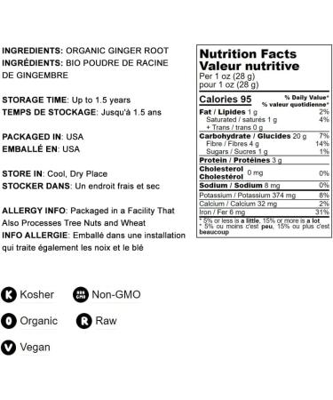 Organic Ginger Root Powder 4oz - Non-GMO, Kosher, Raw Ground Flour - Sirtfood, Bulk Pack - Buy Online on GoSupps.com