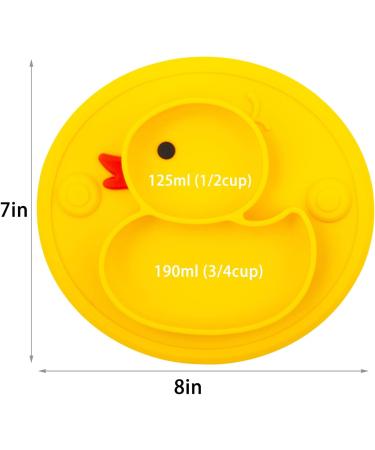 Linowos Silicone Divided Toddler Plates  Portable Non Slip Suction Plates for Children Babies and Kids BPA Free Baby Dinner Plate (Duck-Yellow) 1 01Duck-Yellow - Buy Online on GoSupps.com