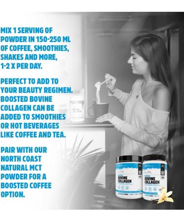 North Coast Naturals Boosted Bovine Collagen peptides Grass Fed Certified 500 g Unflavoured - Buy Online on GoSupps.com