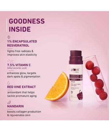 Plum 1% Resveratrol & 7.5% Vitamin C Face Serum | Anti-Aging Collagen Booster | Lightweight & Vegan | 50G - Buy Online on GoSupps.com