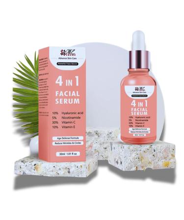 4 in 1 Facial Serum 10% Hyaluronic Acid 5% Niacinamide 30% Vitamin C 10% Vitamin E 1.01 fl oz