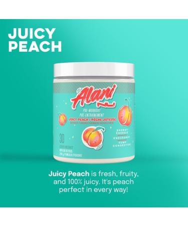 Alani Nu Pre Workout Powder | Amino Energy Boost | Endurance Supplement | Sugar Free | 100mg Caffeine | L-Theanine Beta-Alanine Citrulline | 30 Servings (Juicy Peach) - Buy Online on GoSupps.com