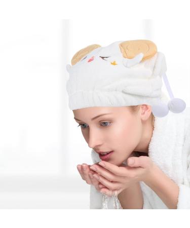 MAGICLULU Womens Hat 2pcs Cartoon Dry Hair Cap Absorption Drying Hair Hats Rapid Drying Towel Rapid Hair Drying Hat Hair Bonnet Shower Hats Women's Coral Fleece Quick Dry Turban White - Buy Online on GoSupps.com