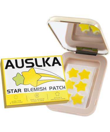 AUSLKA Star Pimple Patch - Hydrocolloid Spot Dots With Mirror 60 Count - Blemishes Patch - Pimple Stickers - Cute Star Shape - Green & Yellow - Vegan And Cruelty-Free Skincare yellow green