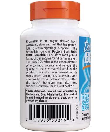 Buy Doctor's Best Bromelain 3000 GDU - High Potency 500mg, 90 Veggie Caps - Buy Online on GoSupps.com