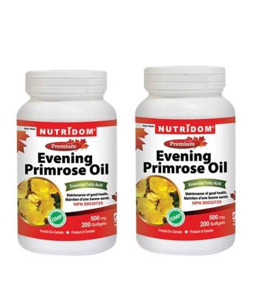 Nutridom Evening Primrose Oil Omega-6 & GLA 500mg 200Softgels (2 Bottles) 400 count (Pack of 1)