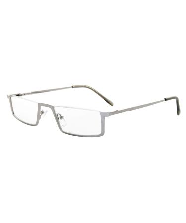 Eyekepper Quality Metal Half-Rim Reading Glasses with Spring Hinge Silver +3.0