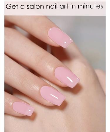 Semi Cured Gel Nail Strips | Jelly Baby Pink - 20pcs Gel Nail Wraps for DIY | UV Nail Stickers A117 - Buy Online on GoSupps.com