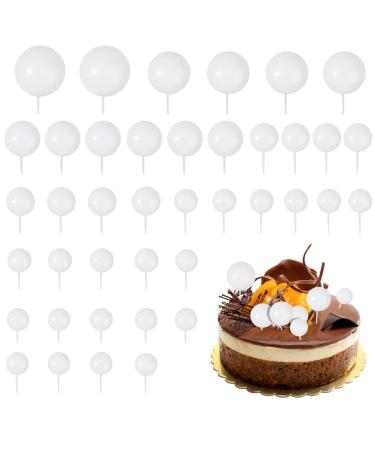 40 Pcs Ball Cake Toppers Round White Mini Balloon Cake Topper White Cake Balls Decorations Foam Ballon Cupcake Topper DIY Cake Insert Topper White Cake Balls for Party Wedding Baby Shower Decor
