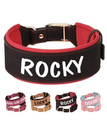 Pet artist durable PU leather padded dog collar for medium large dogs.Adaptable with name heavy duty metal buckle suitable for pit bulls and large dogs black M m: Neck 33-41cm width 3cm black