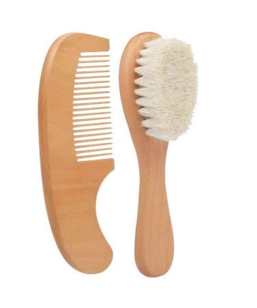 MinLia 1 Set Wooden Baby Hair Brush with Comb Healthcare and Grooming for Newborns Natural Soft Goat Bristles Hairbrush Wood Bristles Baby Brush