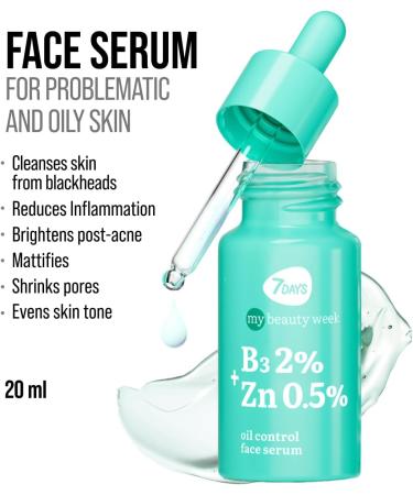 7Days Niacinamide Face Serum - Oil Control Anti-Acne & Anti-Blemish Treatment with Zinc & Tea Tree - Korean Skincare - Facial Serum for Problematic Skin - Buy Online on GoSupps.com