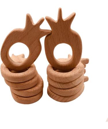 Wendysun Cartoon Wood Teether Set - Natural Animal Pineapple Shape Baby Teething Toy (2pcs) - Buy Online on GoSupps.com