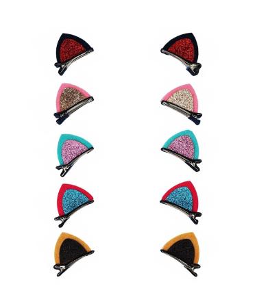 Glitter Cat Ear Hair Clips - 6 Pairs - Handmade Barrettes for Girls - Buy Online on GoSupps.com