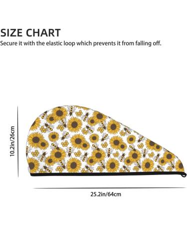 Hair Towel Wrap with Button - Quick Drying Towel Turban for Effortless Hair Care (Sunflowers & Bees - Buy Online on GoSupps.com