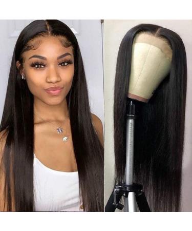 SUNKASA Lace Front Wigs for Black Women  150% Density Brazilian Virgin Human Hair Lace Closure Wigs with Baby Hair Pre Plucked Natural Color (22 Inch  150% Density Straight Lace Wigs) 22 Inch 150% Density Straight Lace W...