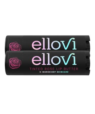 Ellovi Natural Lip Butter Lip Balm - Wild Rose Tinted - Pure Enough to Eat - Made With Just 6 Vegan Ingredients - Tinted Moisturizing Lip Care for All Day Hydration (2-Pack)