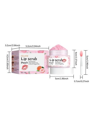 Peach Lip Scrub Moisturizing Exfoliating Treatment for Dry Chapped Lips Natural Ingredients with Jojoba Oil Vitamin E 30g with Applicator - Buy Online on GoSupps.com