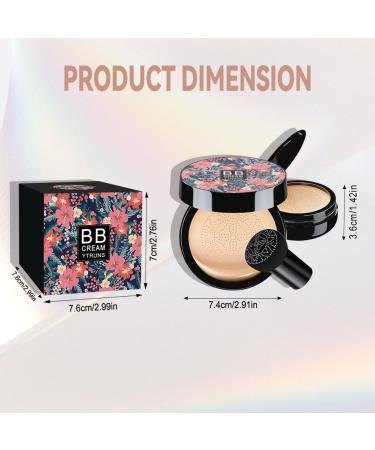 YTRUNS Mushroom Head Air Cushion CC Cream - Moisturizing BB Cream Foundation with Concealer Long-Lasting Waterproof Makeup for Mature Skin Brighten & Even Skin Tone All Skin Types (Natural) - Buy Online on GoSupps.com