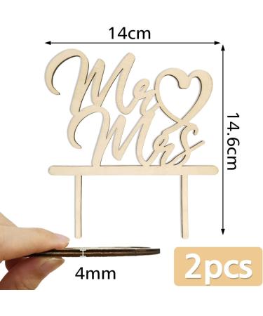 Shop 2-Piece Wood Wedding Cake Topper - Mr & Mrs Decoration for Elegant Wedding Cakes | Perfect for Wedding Party Decor - Buy Online on GoSupps.com