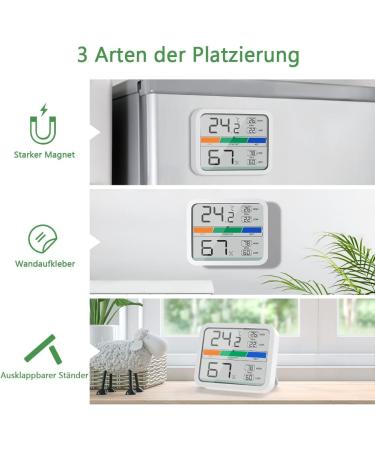 Liorque Digital Thermometer & Hygrometer - Accurate Mini Thermo-Hygrometer with Magnet Min/Max Records Battery Included - White - Buy Online on GoSupps.com